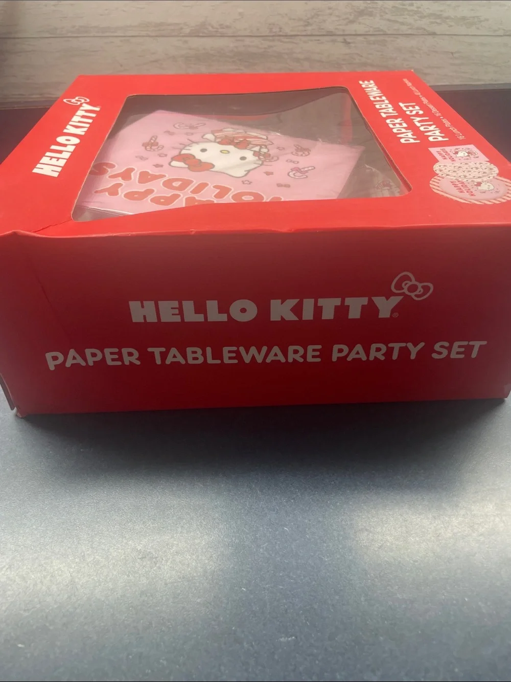Hello Kitty Pink Holiday Paper Tableware Party Set with Red Box